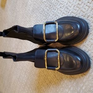 Black buckle booties